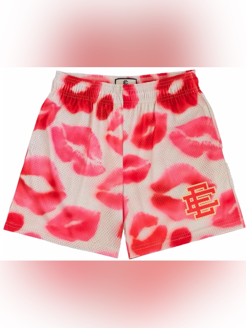 Eric Emanuel White Shorts with Pink Lip Print
